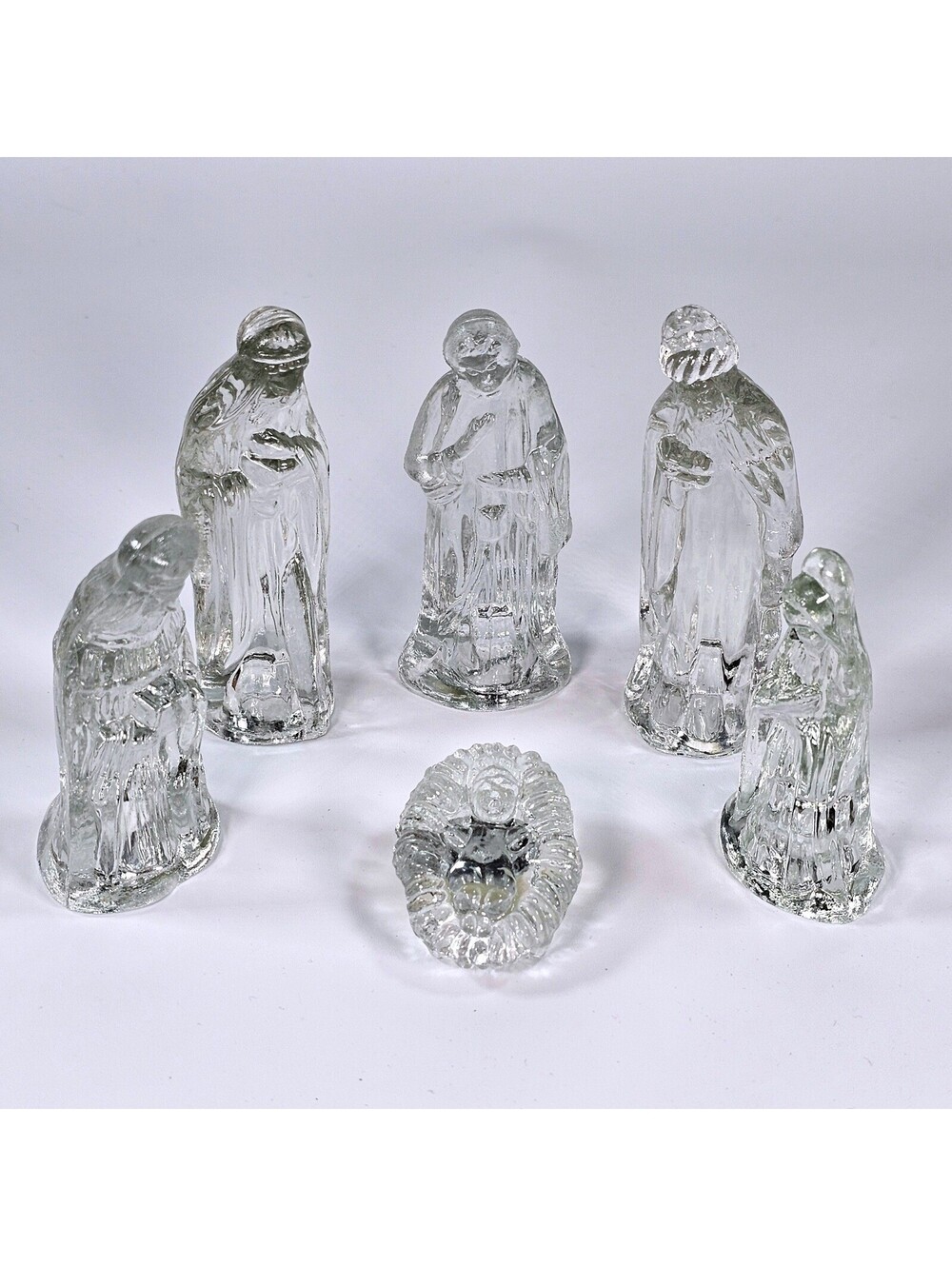 6 Piece Glass Nativity Scene Set Clear Figures 824789 Holiday Decor